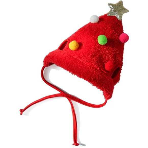 YISITIAN Christmas Pet Hat, Festive Tree Pom-Pom Headwear for Dogs and Cats Holiday Party Costume AZ1014-3510