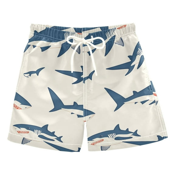 Cartoon Sharks Boys Swim Trunks Quick Dry Boy Swim Shorts for 3-14 Years