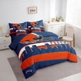thumbnail image 3 of Homewish Football Sport Game 7-Piece Bedding Comforter Set,Rugby City King Bedding Sets,Orange Deepblue Bed Sheets For Kids,Luxury Bedroom Decor Reversible, 3 of 8
