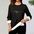 thumbnail image 2 of Aboser Women's Sherpa Fleece Lined Sweatshirts Trendy Love ECG Printed Shirts Thermal Casual Plush Homewear Cozy Soft Long Sleeve Undershirts, 2 of 4