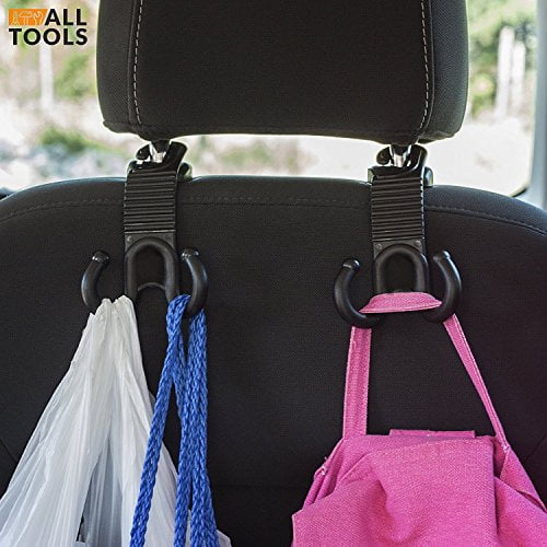 Car Back Seat Headrest Hanger Holder Hooks for Purse Grocery Bag Hat Cloth Coat Universal Vehicle Trunk Storage Organizer Heavy Duty Purse Hook Drop Stop Gadget Best Car Accessories for Women 