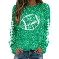 thumbnail image 4 of Cnbwig Womens Hoodies Sweatshirts Pullover Long Sleeve Crewneck Sweatshirt Football Glitter Print Sequins Loose Winter Top Soft Blouse Casual Tops Comfy Fall Fashion Outfits Winter A16-Mint Green XL, 4 of 5