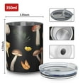thumbnail image 4 of 12oz Coffee Tumblers Brown Mushroom Leaf Black Pattern Stainless Steel Vacuum Insulated Travel Tumbler Coffee Cups Mug with Lid and Straw with Cleaning Brush for Cold & Hot Drinks, 4 of 5