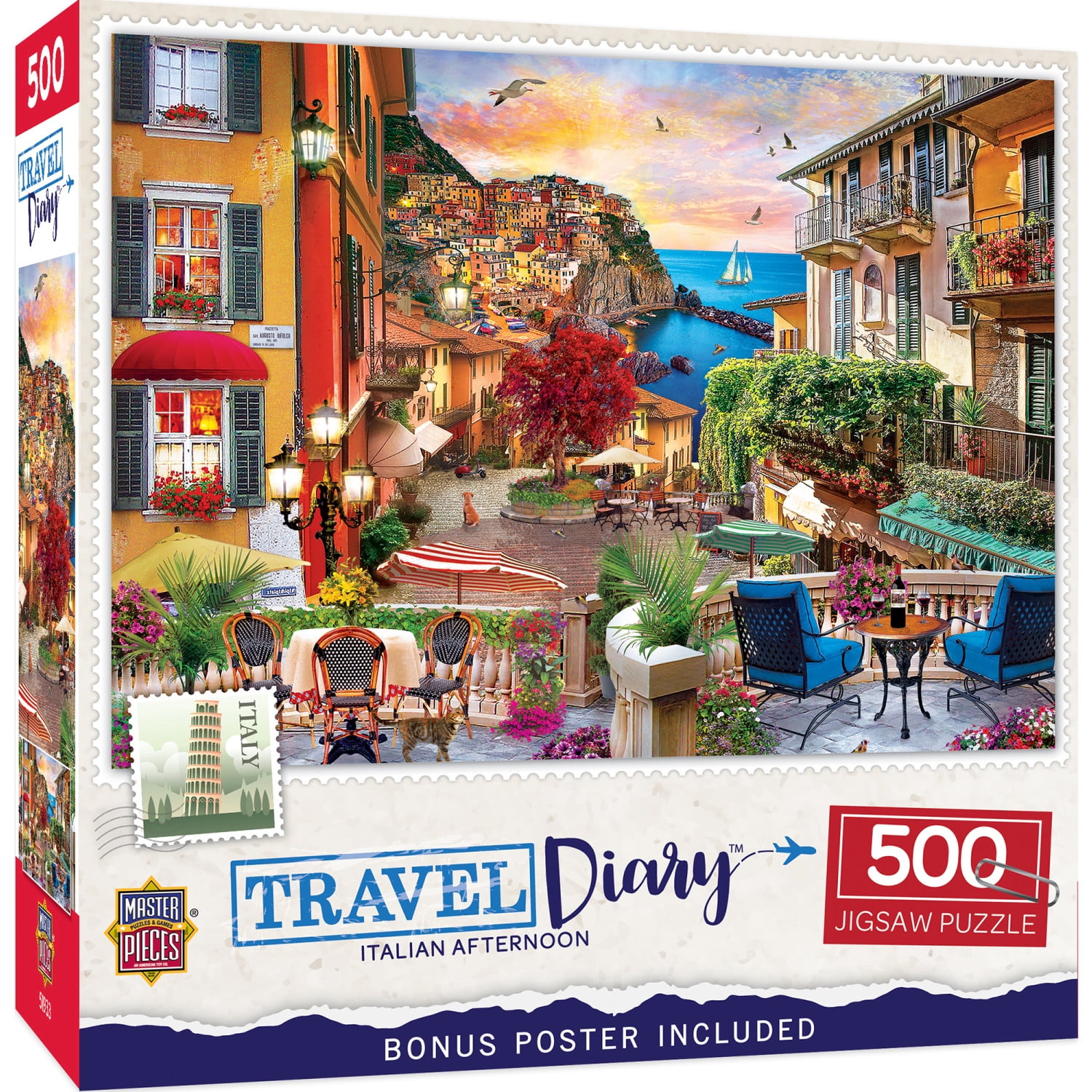MasterPieces Italian Afternoon 500 Piece Jigsaw Puzzle Eco-Friendly Travel Diary Puzzles