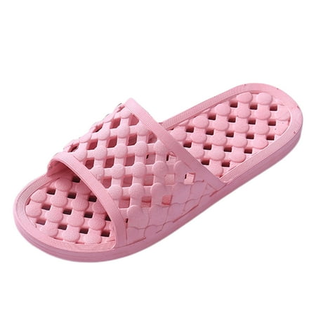 

Krdevn Ladies Shoes Flat Hollow Bathroom Home Slippers Fashion Outdoor Beach Slippers Pink 7.5