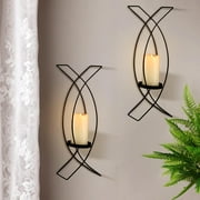 Asablve Wall Sconce Candle Holder Set of 2, Metal Candle Wall Sconces for Living Room Bedroom Dining Room Wall Decorations, Black