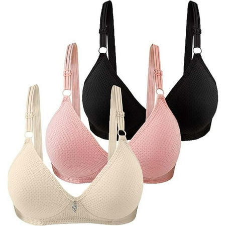 knqrhpse Bralettes for Women Daisy Bras for Older Women Cotton Bras Wireless Underwear Adjustable Breathable Comfort Support Anti Drop Bra Tshirt Bras Balconette Bras Black 3 M
