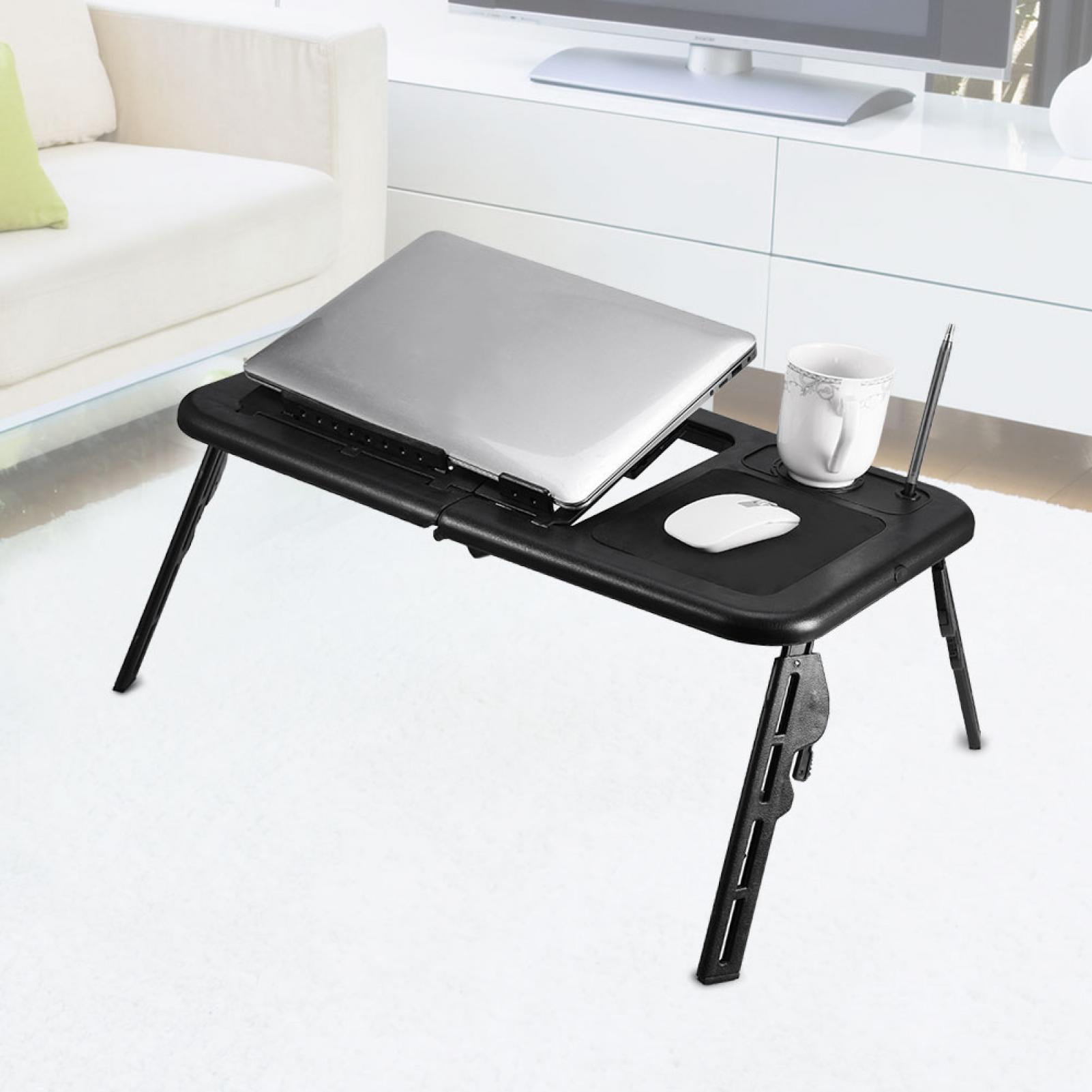 Foldable Laptop Table Tray Desk W/Cooling Fan Tablet Desk Stand Bed Sofa Couch 