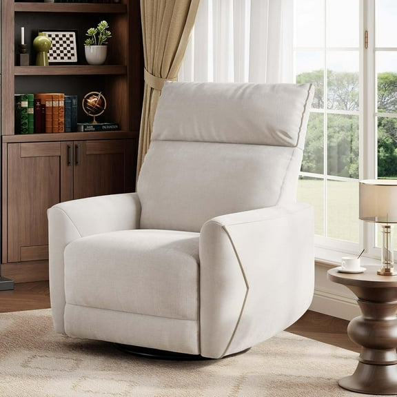 Power Recliner Chair with USB, Swivel Rocker Glider for Adults, Chenille Upholstered, High Back, Single Sofa Seat, 350lb Capacity, Beige
