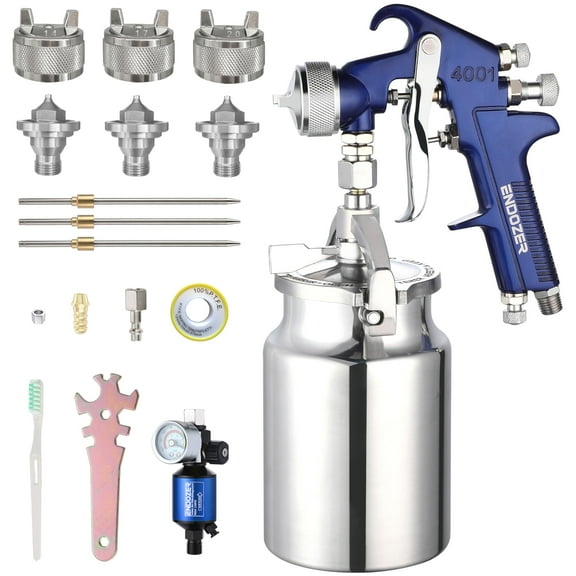 ENDOZER Professional Siphon Feed Spray Gun for Paint, Red Handle, 34 oz -1.4 1.7 2.0mm Nozzle for a Variety of Low Viscosity Paints