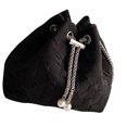 thumbnail image 3 of Bolso de lona con cordón y detalle de cadena, perfecto para uso diario, negro, talla única, elegante bolso tipo cubo de gran capacidad, 3 of 8
