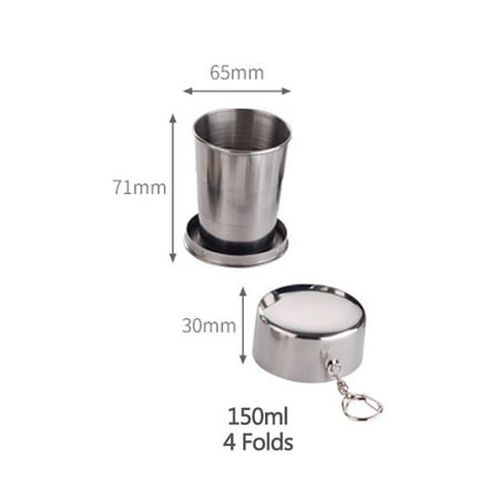 

JINGT Folding Cup Stainless Steel 75ml/150ml/250ml Folding Mug Coffee Cups Foldable