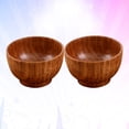 thumbnail image 3 of 2pcs Hand Made Wooden Bowl Broken-resistant Anti-impact without Plate for Kitchen Home Restaurant (Brown), 3 of 6