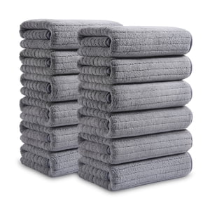 Covina Home 12-Piece Hand Towel Set, Dark Gray