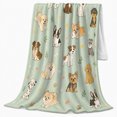 thumbnail image 2 of Playful Watercolor Dog Breed Scene Mint Green, Playful Pet Portrait Pattern, Warm Flannel Blanket for Living Room and Reading Nook, Dog Moms Friendship Gift, Pet Lover Home Decor, 2 of 7