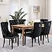 thumbnail image 3 of SoarFlash Velvet Dining Chairs Set of 6, Tall Back Side Chair, Modern Upholstered High-end Tufted Side Chair with Button Back Ring, Solid Wood Legs (Black), 3 of 4