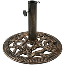 Sunnydaze Rose Blossom 17 lb Bronze Round Cast Iron Market Umbrella Base