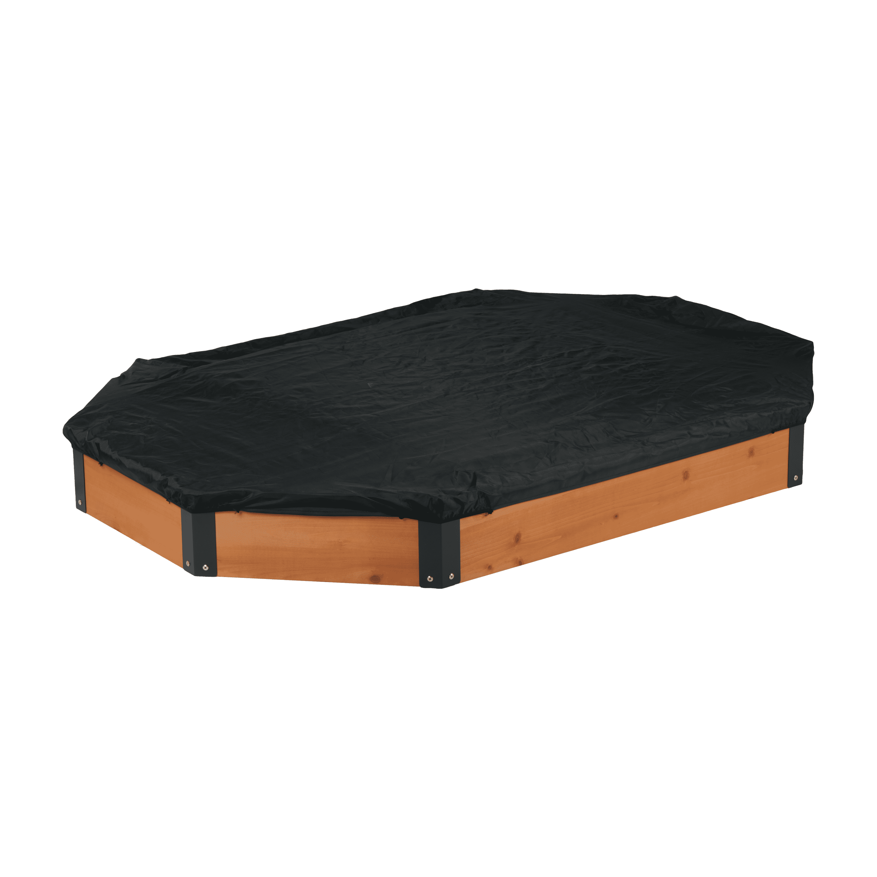 Kids Sandbox, Octagon Solid Wood Sand Pit with Cover Liner Storage for Backyard Patio Outdoor Children Play Area, Reddish Brown