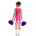 thumbnail image 2 of Alvivi Kids Girls Schoolgirls Cheer Leader Costume Cheerleading Team Uniform Dance Crop Top with Skirt Pom Poms Socks Pink 7-8, 2 of 5