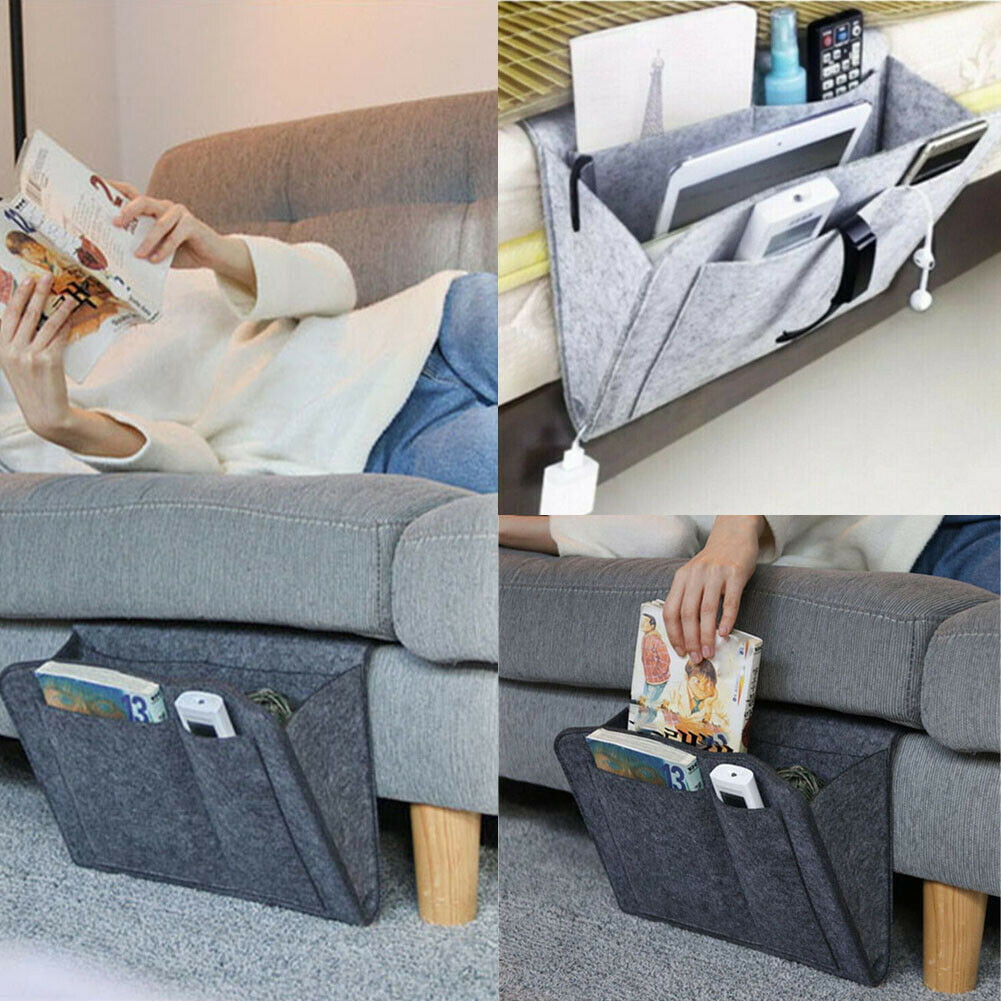 Bedside Storage Caddy Hanging Bag Felt Sofa Organizer Book Pocket Holder K3J2