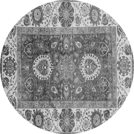 Ahgly Company Indoor Round Abstract Gray Modern Area Rugs, 7' Round