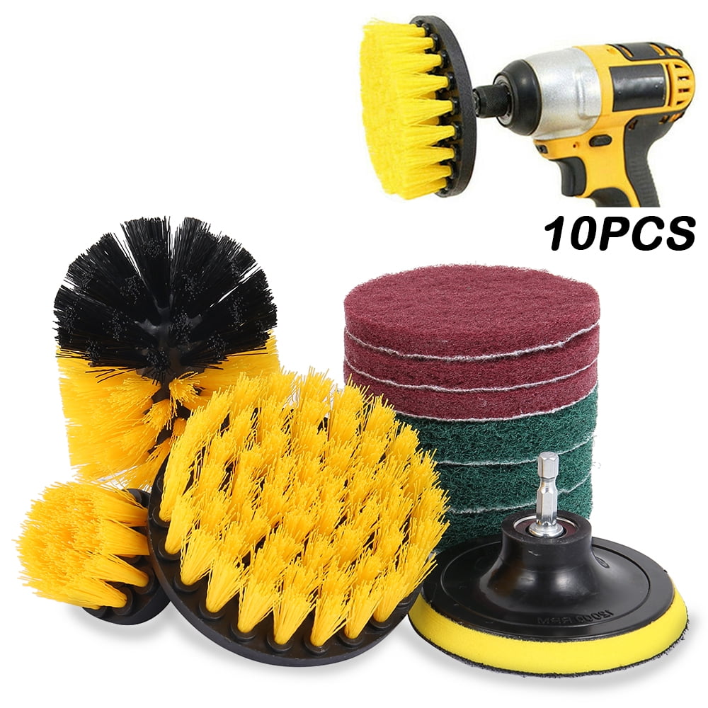 ODOMY 10 Piece Drill Brush Attachment Power Scrubber Drill Brushes Electric Drill Brushes for