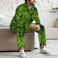 thumbnail image 7 of Picia Tiny Green Fern Leaves Pattern Men’s Long-Sleeve Sleepwear Set - Soft 2-Piece Loungewear with Pockets, Comfy PJs for Relaxing Nights-Small, 7 of 7