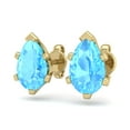 thumbnail image 2 of SuperJeweler 2 Carat Pear Shape Blue Topaz Stud Earrings In 14K Yellow Gold Over Sterling Silver For Women, 2 of 6