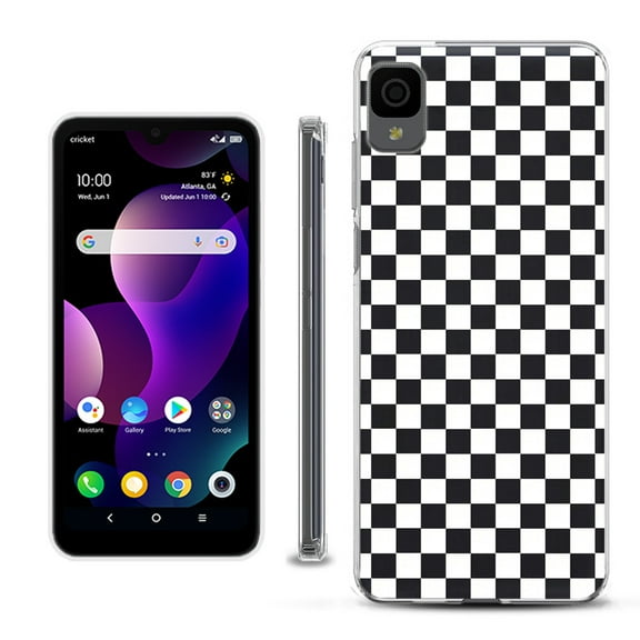 Slim-Fit Gel TPU Phone Case for TCL 30Z / 30 Z / 30 LE, by OneToughShield ® - Checker B/W