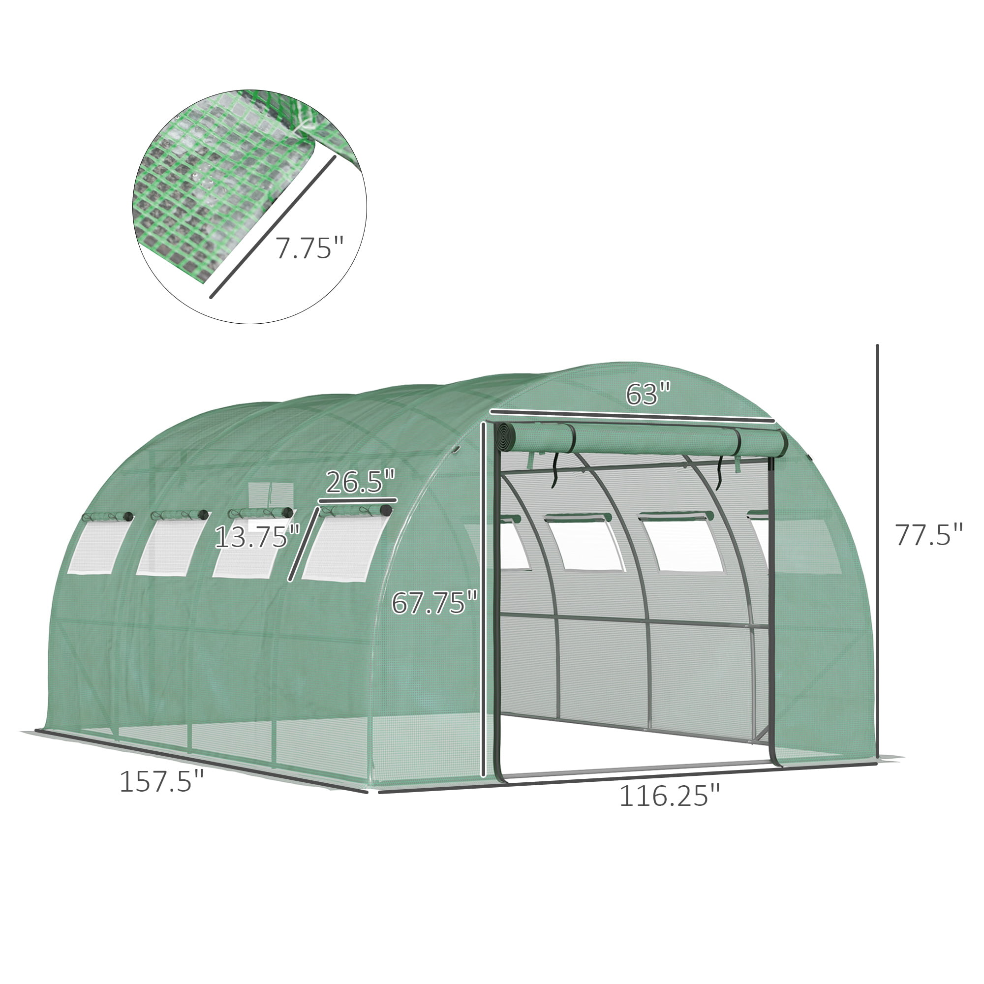 Outsunny Tunnel 13' x 10' x 6' Hoop Greenhouse