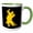 Green/White, variant on 3drose, a Passionate Couple of Tango Dancers. Yellow Silhouettes on Black, 11oz Two-tone Red Mug
