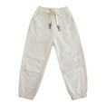 thumbnail image 4 of SGMVNU Girls Fashion Jogger Pants Daily Wear Drawstring Elastic Waist Comfortable Kids Tapered Leg Casual Trousers Sweatpants(Size 6-7 Years,Beige), 4 of 4