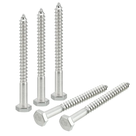 Unique Bargains Hex Head Lag Screws Bolts, 1/4" x 3" 304 Stainless Steel Partial Thread Wood Screws, 30 Pack