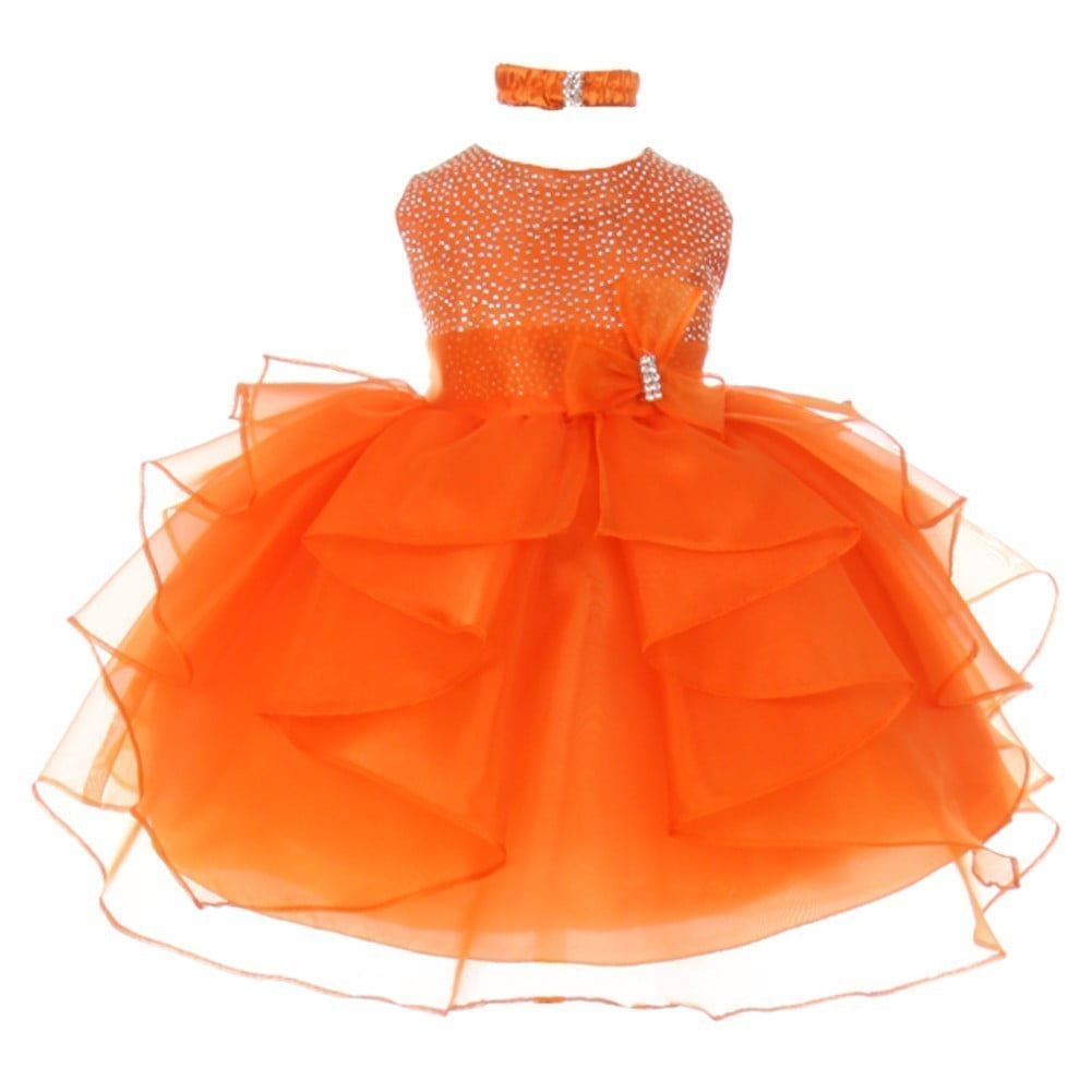 orange colour baby girl dress