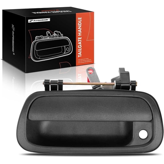 A-Premium Exterior Tailgate Handle Assembly - Compatible with Toyota Tundra 2000 2001 2002 2003 2004 2005 2006 -Textured Black, w/Keyhole, Tailgate Handle Latch - Replace Parts 69090-OC010, TO1915110