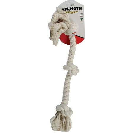 Rope Bungee Tug Toys Mammoth Pet Products-Flossy Chews Cotton 3 Knot Rope Tug Dog Toy- White 20 Inch/medium ()