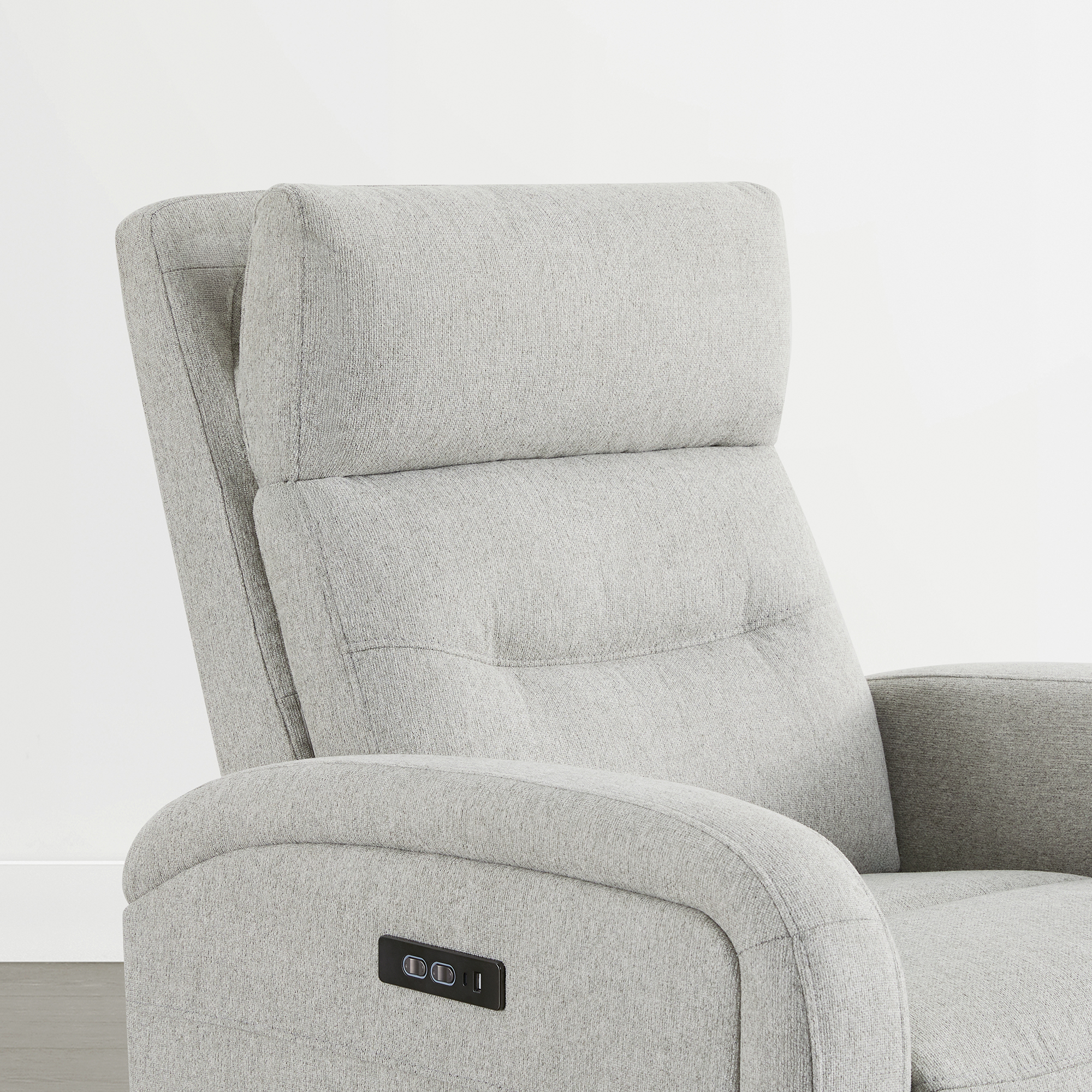 Spruce & SpringPower Swivel Glider Recliner with USB Charging for Home Theater, Gray-Power Headrest