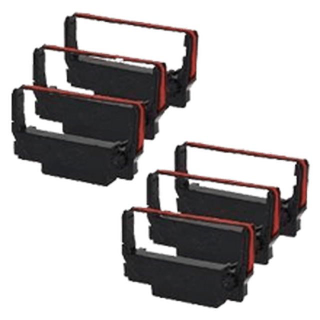 Zoomtoner Rubans Compatibles EPSON ERC-30BR Lot de 6 Noir / Rouge pour EPSON UD-200
