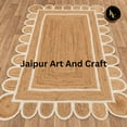 thumbnail image 3 of Jaipur Art And Craft Scalloped Boho Handwoven Jute Area Rug Brown, White Floor Carpet (3x10 Sq ft), 3 of 7