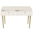 thumbnail image 3 of Modern Bedroom Dressing Table With Cream White Shade And Metal Legs 2 Drawer Storage For Space Saving, 3 of 5