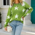 thumbnail image 5 of Lilgiuy Women's Sweater Coat Top V-neck Loose Long Sleeve Splicing Coat，Green,8 Winter Dresses for 2022, 5 of 5
