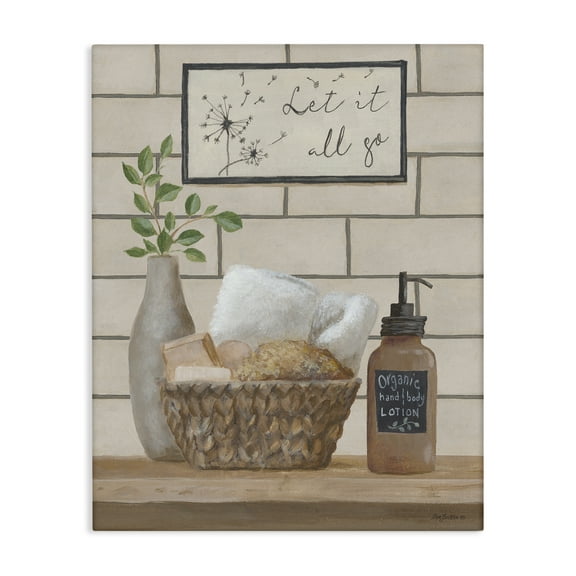 Stupell Industries Let It Go Bath Typography Painting Gallery Wrapped Canvas Art Print Wall Art, 16 x 20