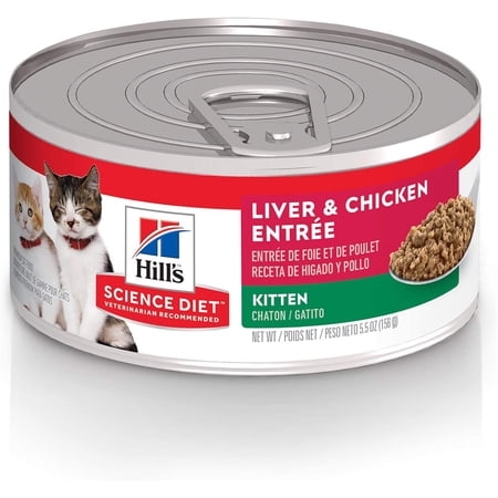 Science Diet Wet Cat Food Kitten Liver & Chicken Recipe 5.5 oz Cans 24-pack