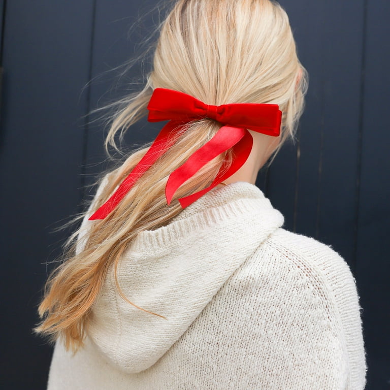 Packed Party “ Put a Bow on It ” Velvet Red Bow Hair Tie, Ponytail Holder  Hair Tie