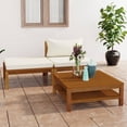 thumbnail image 2 of Casafoyer 3 Piece Patio Lounge Set with Cream White Cushions Acacia Wood, 2 of 3