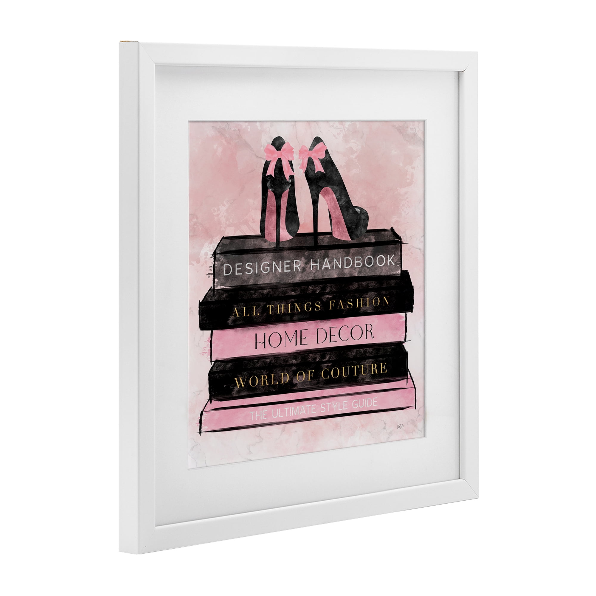 Stupell Industries All Things Fashion Book Stack White Framed Print Under Glass, design by Natalie Carpentieri