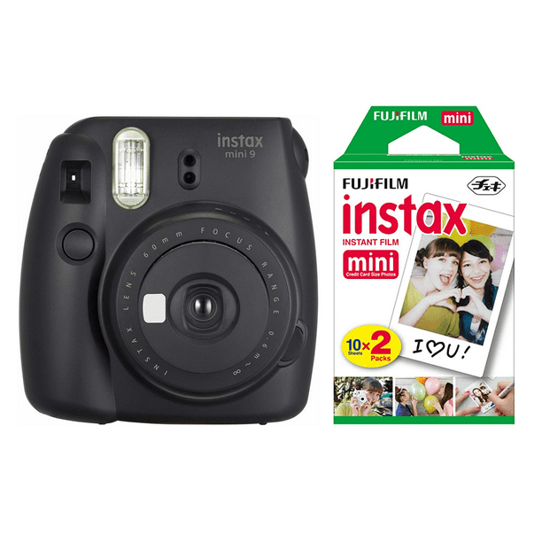 Fujifilm Instax Mini Instant Camera Dark Black With Film Twin Pack Bundle 2 Items Walmart Com