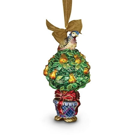 Jay Strongwater - Glass Holiday Ornament - Partridge in a Pear Tree