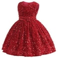thumbnail image 4 of 1-6Y Toddler Girls Christmas Dress Flower Sequins Sleeveless Formal Dress, 4 of 8