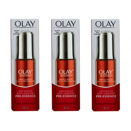 Time Release Youth Boost (Olay Regenerist Miracle Boost Youth Pre-Essence, 40ml (1.35 Oz) (Pack of 3) + Yes to Tomatoes Moisturizing Single Use)